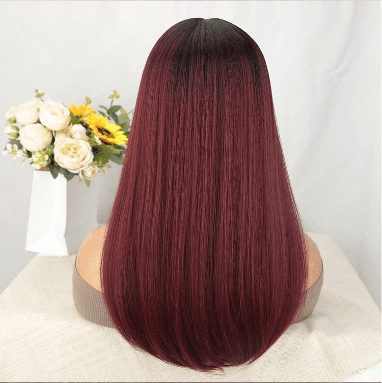Night Light™ BurgundyWig: Peruvian Straight Lace Frontal Wig in 99J Burgundy