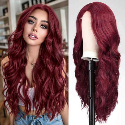 Night Light™ BurgundyWig: Peruvian Straight Lace Frontal Wig in 99J Burgundy